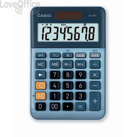 Calcolatrice da tavolo Casio MS-80E-W-EP - Grigio - solare e batteria display 8 cifre - MS-80E-W-EP