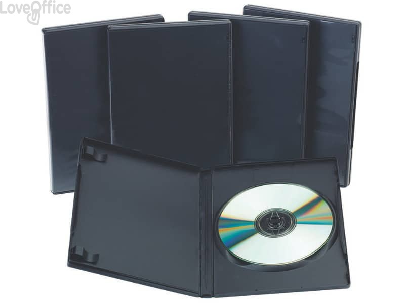 Porta CD/DVD Q-Connect singolo sp. 14 mm Nero - KF02211 (conf.5)