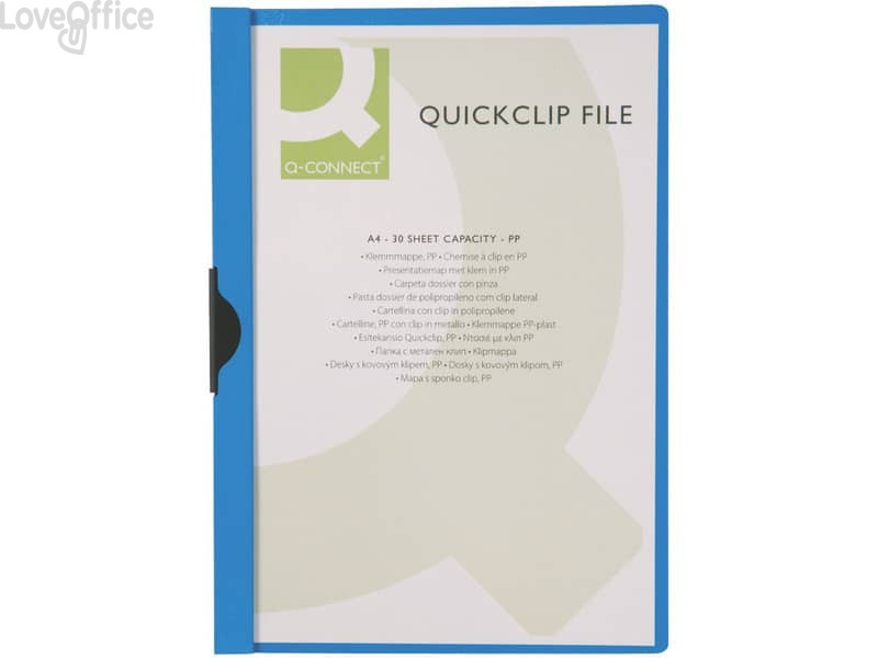 Cartelline con clip Q-Connect PVC 22x30,7 cm blu KF00462 (conf.10)