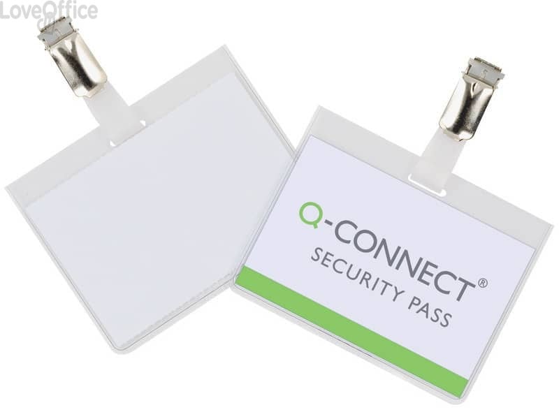 Portabadge Q-Connect 90x60 mm con clip apertura laterale - KF01562 (conf.25)