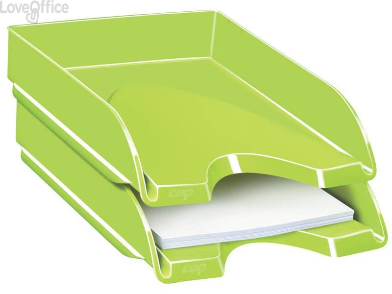 Vaschetta portacorrispondenza CepPro Gloss in polist. impilabile in verticale o a scalare verde anice - 1002000301