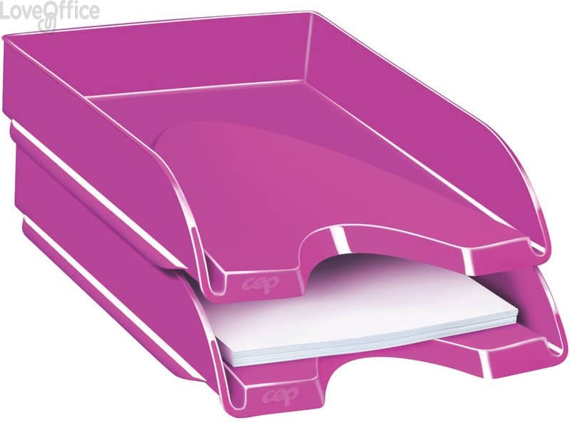 Vaschetta portacorrispondenza CepPro Gloss impilabile CEP in polistirene capacità 450 fogli rosa - 1002000371