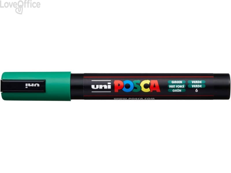 Pennarello Uniposca Verde a tempera Uni-Ball - punta tonda 1,8-2,5 mm - M - PC5M V