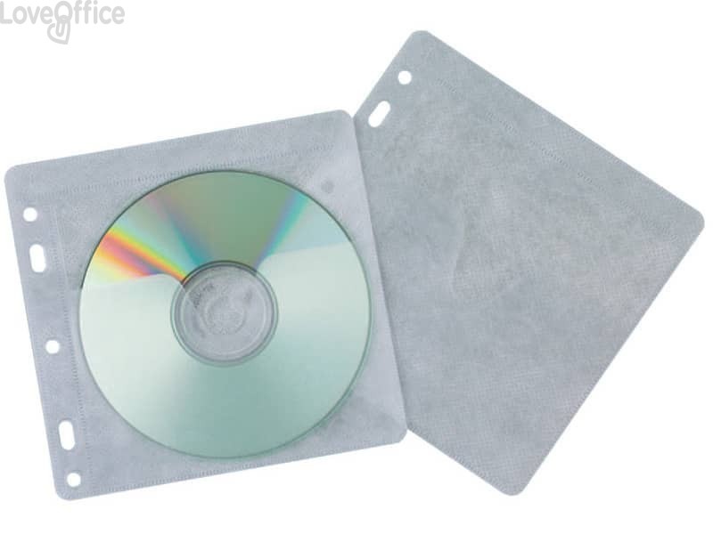 Tasca per CD/DVD Q-Connect polipropilene 120my con foratura - KF02208 (conf.40)