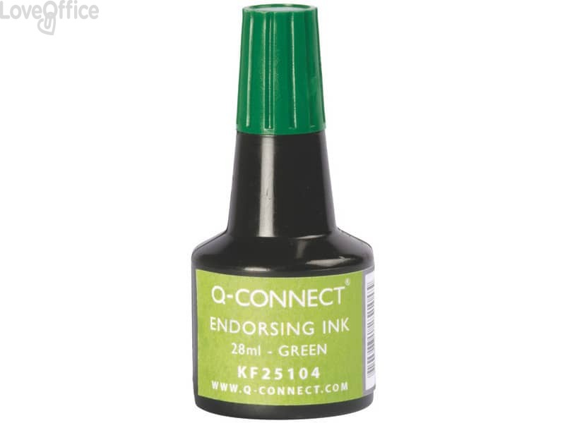 Inchiostro per timbri Q-Connect senza olio 28 ml Verde KF25104 (conf.3)