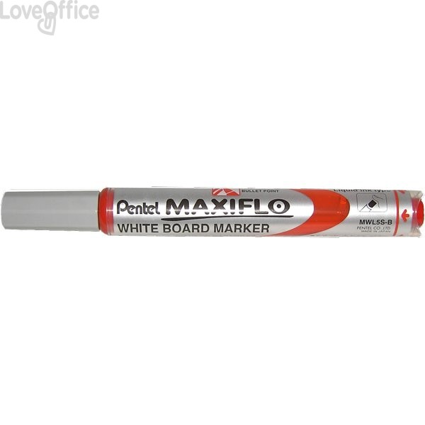 Pennarello per lavagne Bianche Pentel Maxiflo - Rosso - tonda - 4 mm