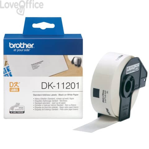 Rotolo da 400 etichette adesive in carta Nero/Bianco Brother 29 x 90 mm DK11201