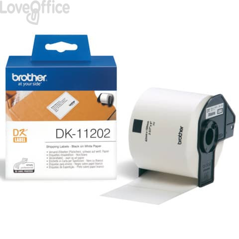 Rotolo da 300 etichette adesive in carta 62 x 100 mm Brother Nero/Bianco DK11202