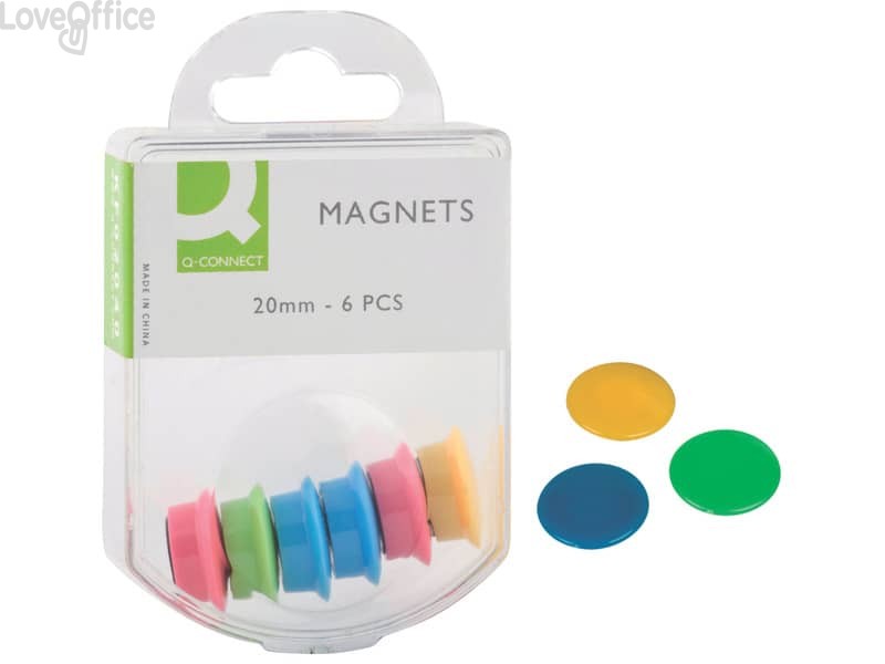 Magneti per lavagne bianche Q-Connect assortiti 20 mm - KF02040 (conf.6)