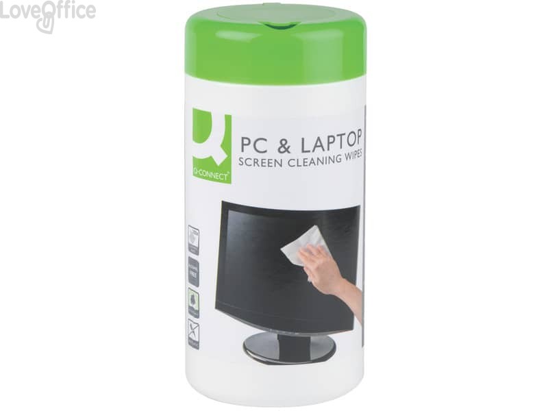 Salviette di pulizia schermi Q-Connect TFT+LCD senza alcool - Barattolo - KF04501A (conf.100 salviette)