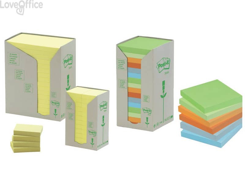 Foglietti Post-it® Notes Giallo in carta riciclata - 38x51 mm - 653-1T (conf.24 blocchetti da 100 ff)