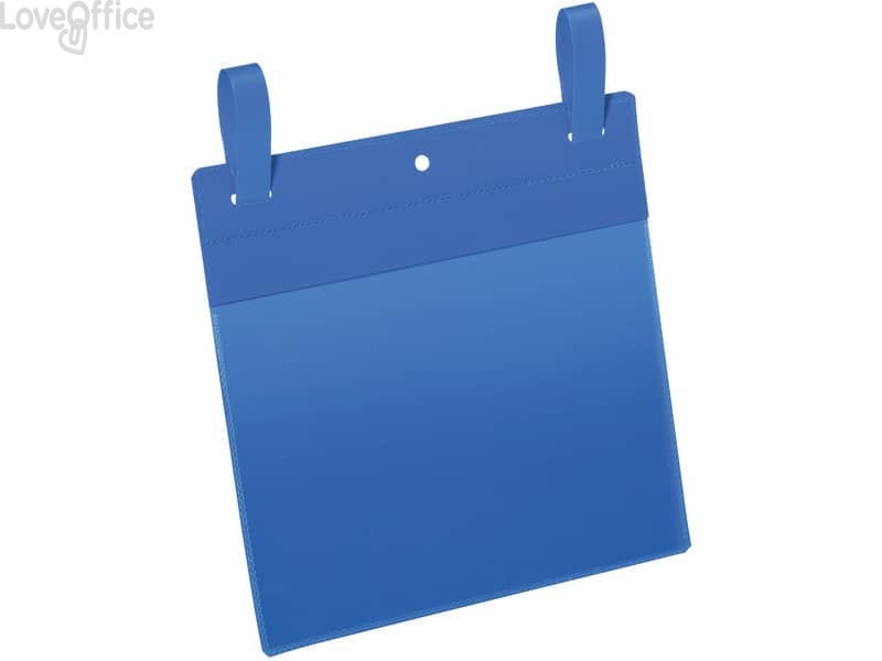 Tasche per identificazione Durable con fascette di aggancio Blu - esterno mm 22,3x38,7 cm - inserto A5 orizzontale - 174907 (conf.50)