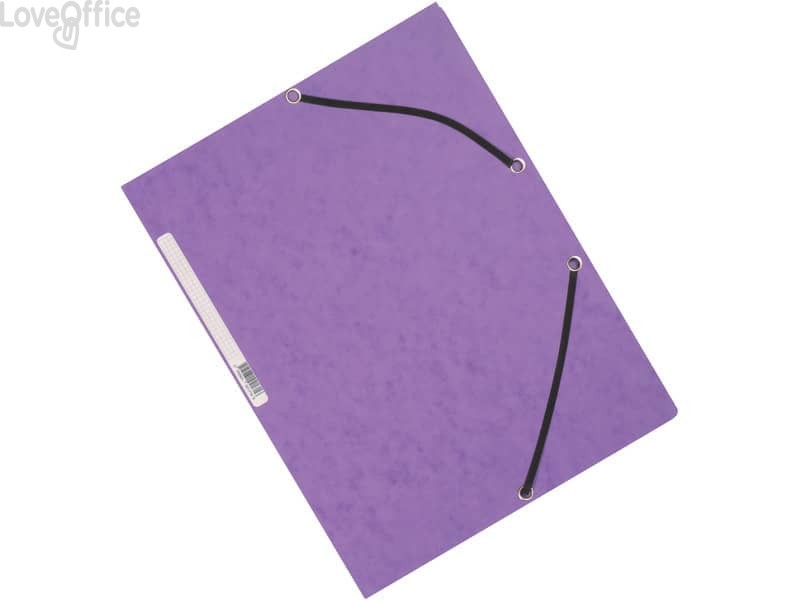 Cartelline a 3 lembi con elastico Q-Connect Viola 24,3x32 cm cartoncino manilla 375 g/m² (conf. da 10)
