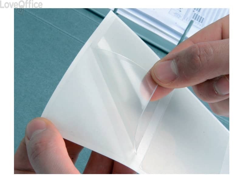 Tasche adesive trasparenti 62x150 mm - con targhette - Q-Connect (conf.6)