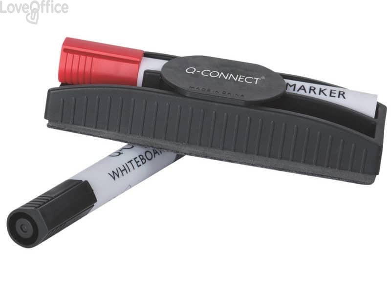 Portapennarelli e cancellino magnetico Q-Connect con 2 pennarelli Nero 