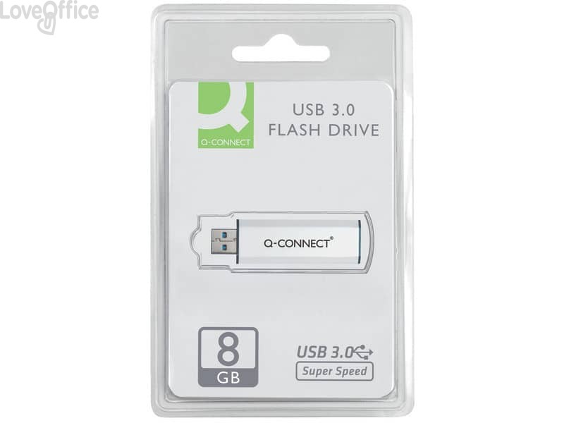 Flash Drive Q-Connect Super Speed Chiavetta USB portatile 3.0 argento/nero 8 GB KF16368