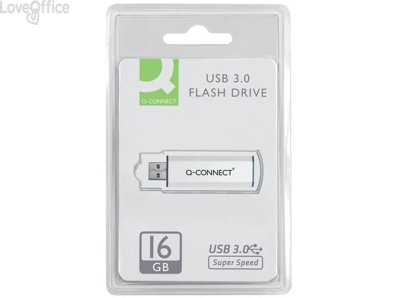 Flash Drive Q-Connect Slider Chiavetta USB 3.0 argento/nero 16 GB KF16369