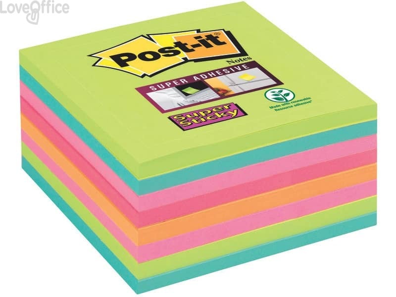 Foglietti Post-it® Super Sticky Notes a righe Assortito - 76x76 mm (conf.8 blocchetti da 45 ff)