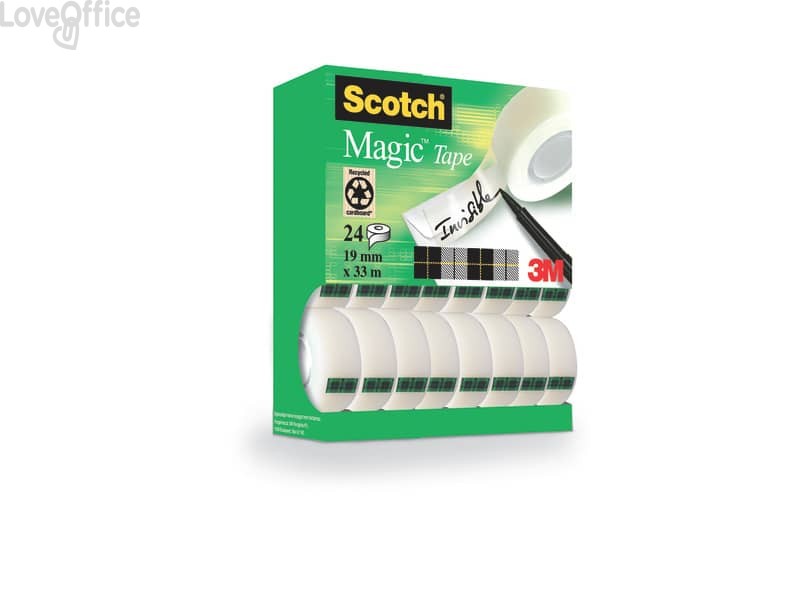 Nastri adesivi Scotch® Magic™ - 19 mm x 33 m - Trasparente opaco (conf.24 rotoli)