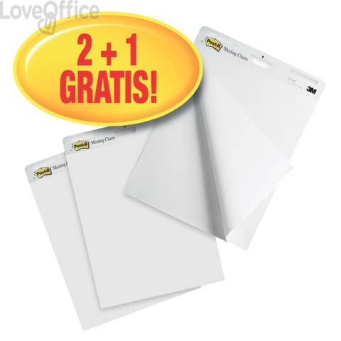 Blocchi lavagna Post-it® Meeting Chart Bianco 63,5x77,5 cm 30 fogli Promo Pack (conf.3)