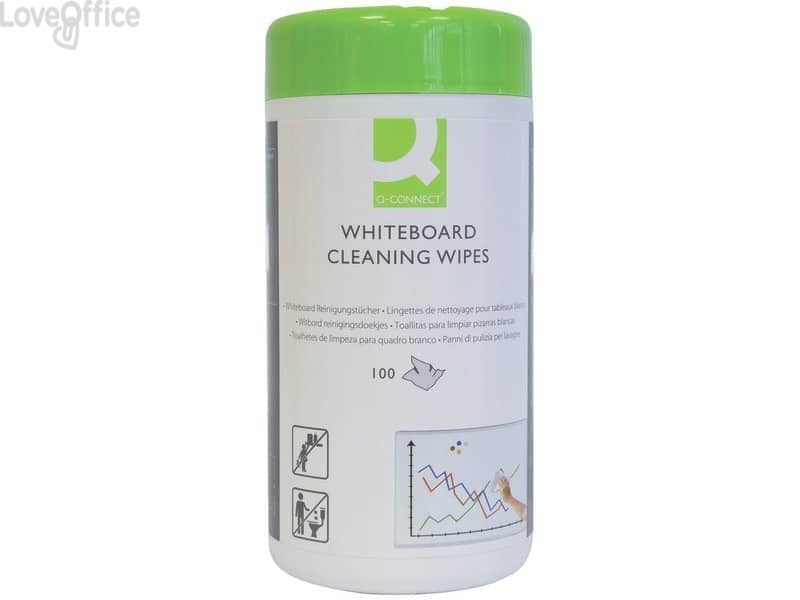 Salviette detergenti per lavagne bianche Q-Connect - Barattolo da 100 salviette - KF17449A