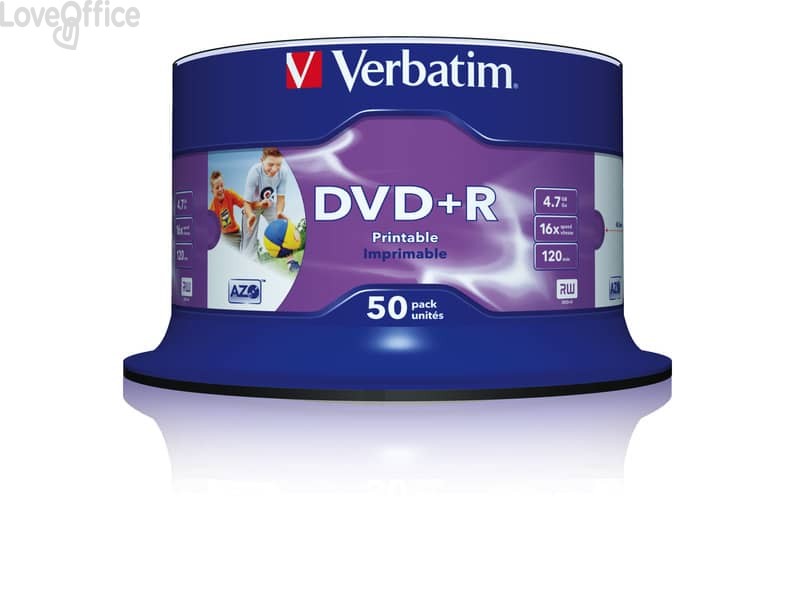 DVD+R Wide Stampabile Verbatim Spindle 4.7 GB - velocità 16x - 43512 (conf.50)
