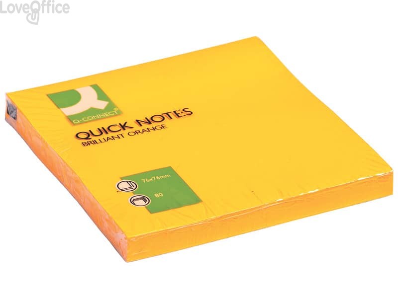 Foglietti riposizionabili Q-Connect 70 g/m² Arancio neon 76x76 mm - KF10517 (6 blocchetti da 75 fogli)