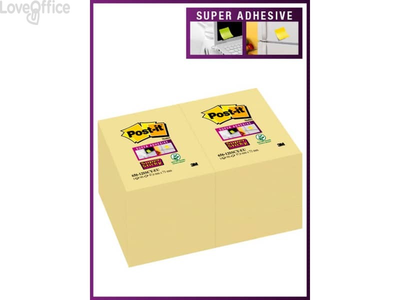Foglietti riposizionabili Post-it® Super Sticky Notes 48x73 mm 90 fogli Giallo Canary™ (conf.12)