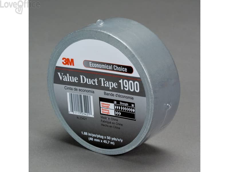 Nastro adesivo telato 3M Value Duct Tape Argento 1900 - 50 mm x 50 m