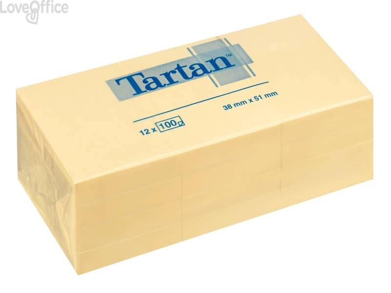 Foglietti riposizionabili Tartan™ Notes 100 fogli 63 g/m² Giallo 51 x 38 mm - 653 Yellow (conf. 12 blocchetti)