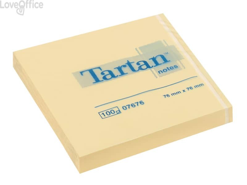 Foglietti riposizionabili Tartan™ Notes 100 fogli 63 g/m² Giallo 76x76 mm - 654 Yellow (conf. 12 blocchetti)
