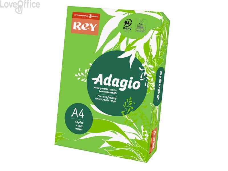 Cartoncini colorati A4 verde intenso INTERNATIONAL PAPER Rey Adagio 160 g/m² (risma 250 fogli)