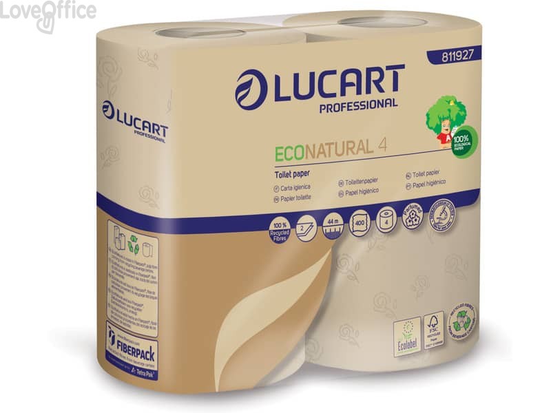 Carta igienica Lucart EcoNatural 4 2 veli - 811927 (4 rotoli da 400 strappi)