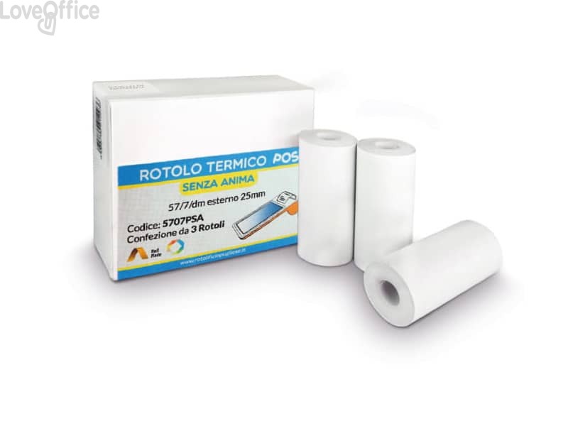 Rotoli POS Rotolificio Pugliese BPA Free Exclusive senza anima 57 mm x 10 m - d. 30 mm - Bianco (conf.12)
