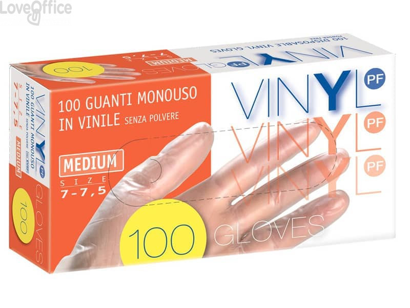 Guanti in vinile senza polvere Icoguanti - Taglia M - trasparenti (scatola da 100 guanti)