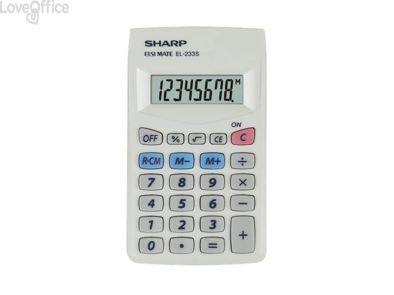Calcolatrice tascabile SHARP con display a 8 cifre Bianco SH-EL233SB