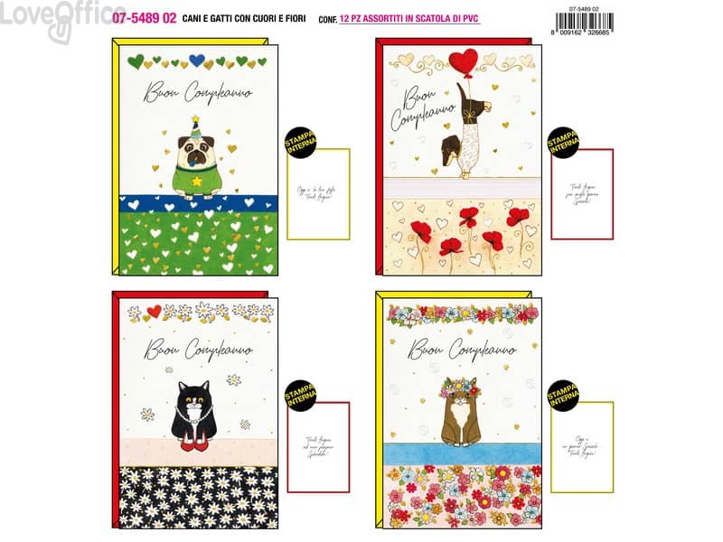 1235 Biglietti Augurali Kartos Buon Compleanno Cani E Gatti 07548902 Conf 12 Biglietti Con Busta 26 11 Cancelleria E Penne Loveoffice