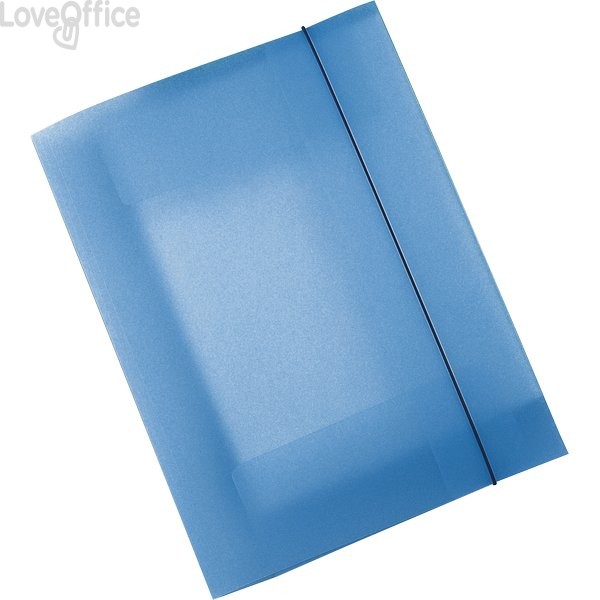 376 Leonardi - Cartelline con elastico in plastica - 3 lembi -  Polipropilene - Blu Trasparente (conf.10) 22.57 - Archiviazione -  LoveOffice®