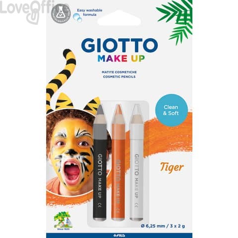 Tris tematico di matite cosmetiche GIOTTO Bianco, Giallo, Nero - Tiger 473300