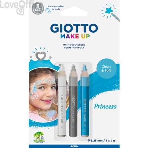 Tris tematico di matite cosmetiche GIOTTO Bianco, Argento, Azzurro - Princess 473400