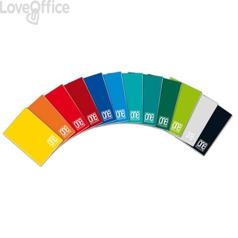 Quaderni a righe con margine One Color A5 a punto metallico colori assortiti - rigatura A - 80 g/m² (conf. 10)