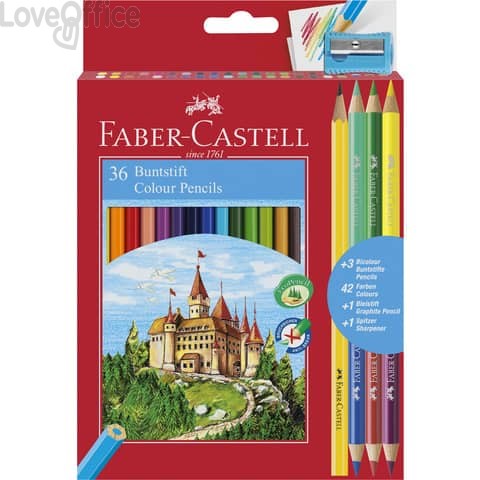 Matite colorate Faber-Castell Eco Il Castello (conf.36 + 3 Bicolor + 1 Grafite)