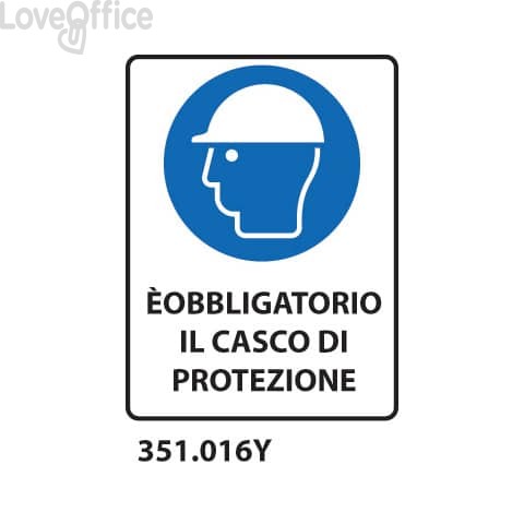 Cartello di obbligo "Obbligatorio usare casco di protezione" 33x50 cm - 351.016Y