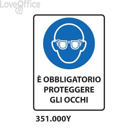 Cartello di obbligo "Obbligatorio proteggere gli occhi" 33x50 cm
