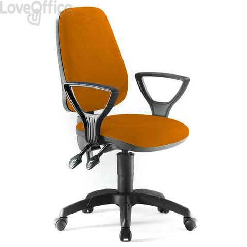 Sedia girevole per scrivania Unisit Leda Eco smart - schienale alto - rivestimento Eco Arancione - LDAY/EA