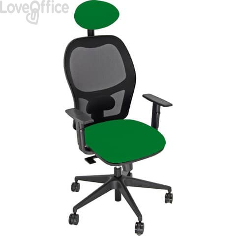 Sedia per ufficio Verde con braccioli - HUBBLE GRAFIX UNISIT - polipropilene - con poggiatesta e schienale in rete - HUHUPG/BR/EV