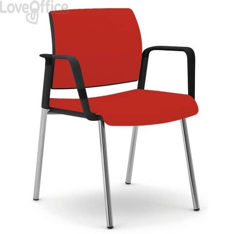 Sedia gambe metallo Rosso Unisit Kind - con braccioli - rivestimento ignifugo - KI4GNBR/IR