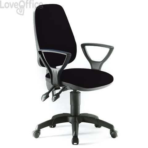 Sedia girevole per scrivania Unisit Leda Eco smart - schienale alto - rivestimento ignifugo Nero - LDAY/IN