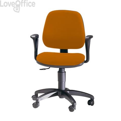Sedia con ruote e schienale basso Unisit Leda Eco smart - schienale basso - rivestimento Eco Arancione - LDB/EA