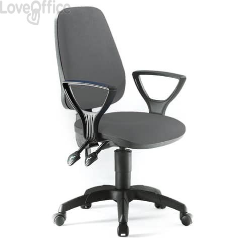 Sedia girevole per scrivania Unisit Leda Eco smart - schienale alto - rivestimento Eco Grigio scuro - LDAY/ET